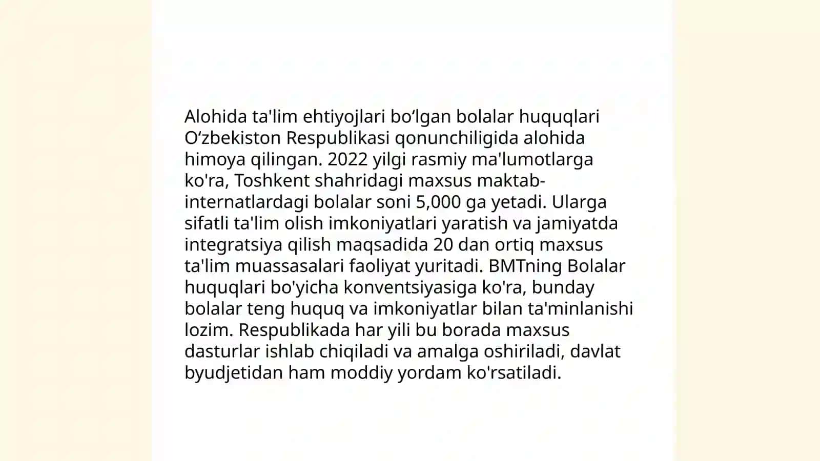 Jamoatchilik oʻrtasida alohida taʼlim ehtiyojlari boʻlgan bolalarning bilim olish huquqi, inklyuziv oʻqishning mazmun-mohiyati haqida tushuntirish ishlarini olib borish 3