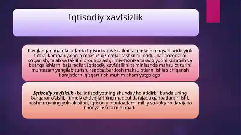 Davlatning iqtisodiy xavfsizlikni ta‘minlash vazifalari 3