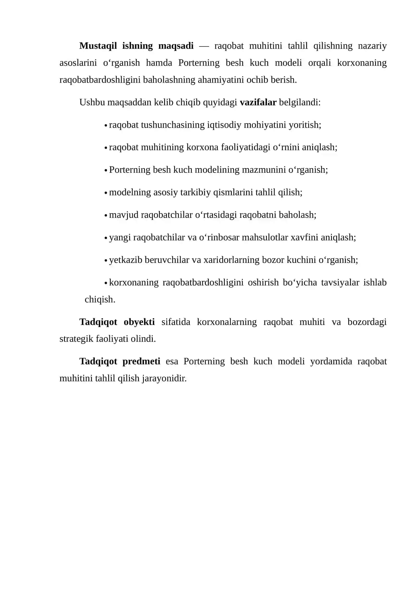 RAQOBATCHILIKNI TAHLIL QILISH — PORTERNING BESH KUCH MODELI 3