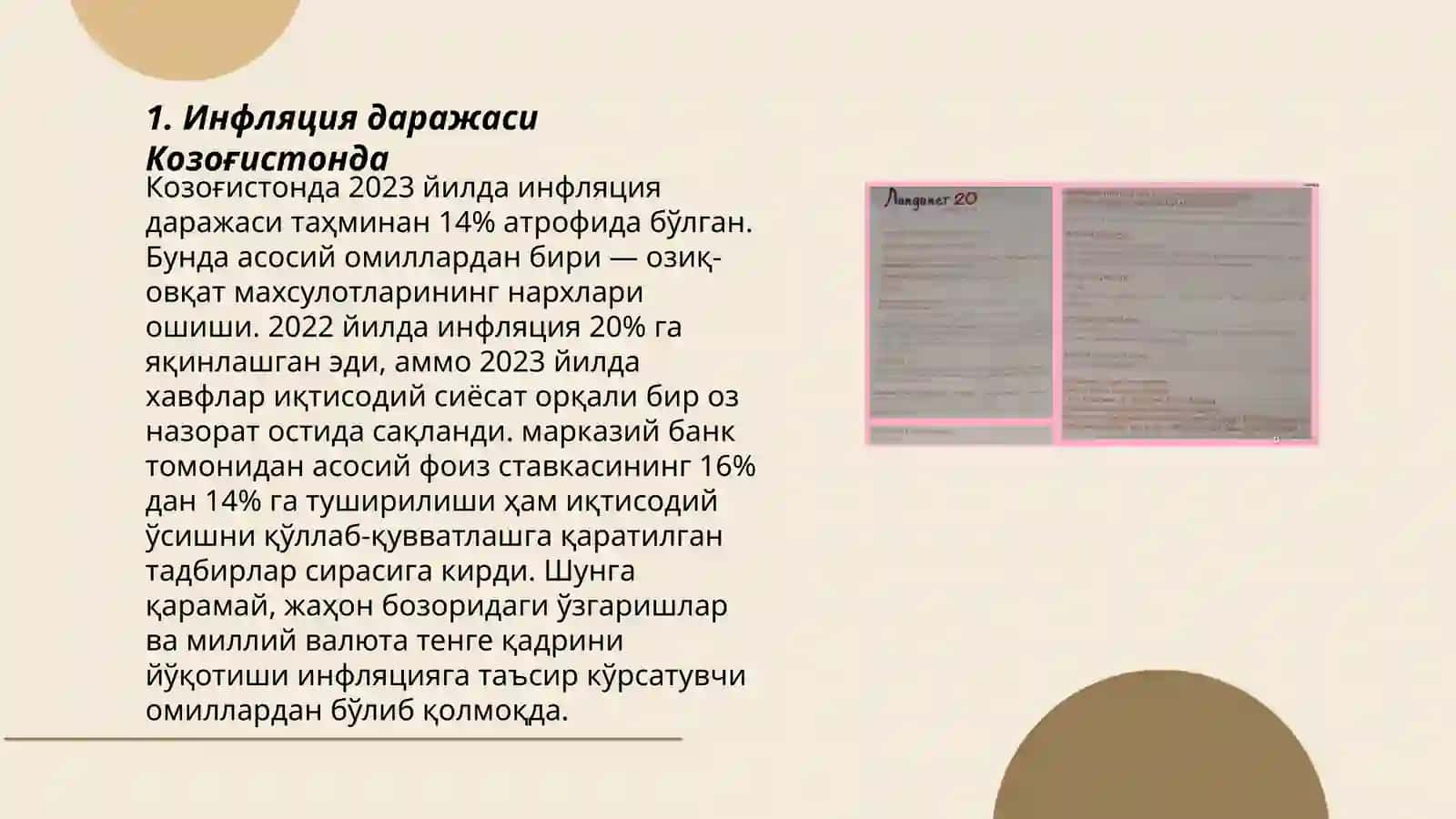 Инфляция даражаси Козоғистонда 3