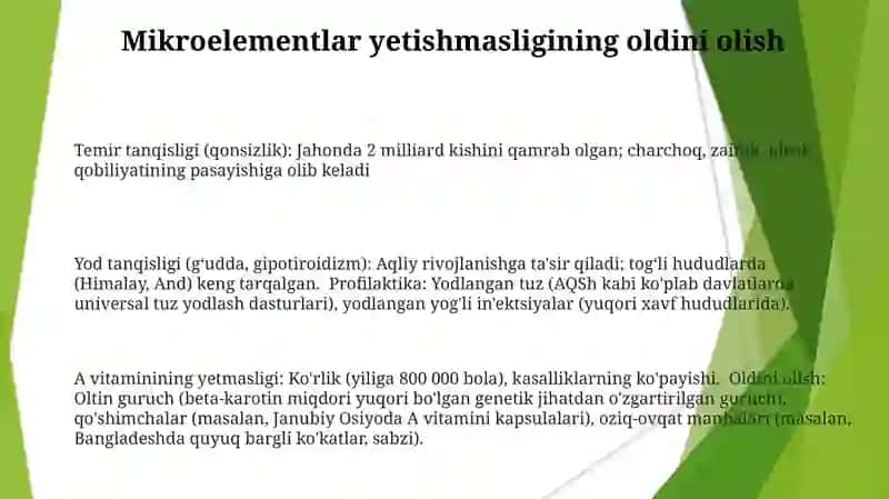 Mikroelementlarni yetishmovchiligi natijasida kelib chiqadigan kasalliklar va uning profilaktikasi 3
