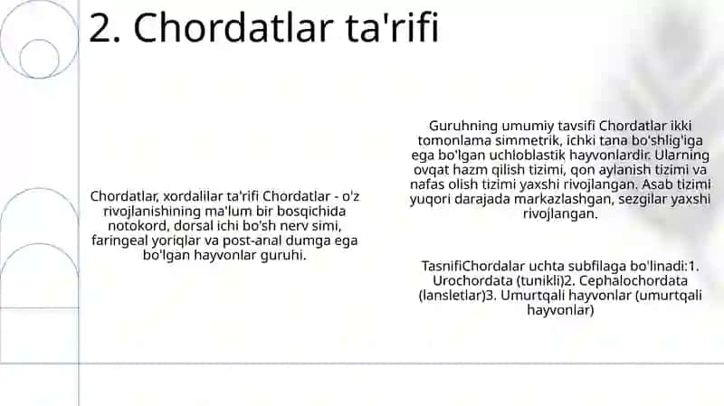 Xordalilar Tipi. Tipning Umumiy Tavsifi Va Tasnifi 3