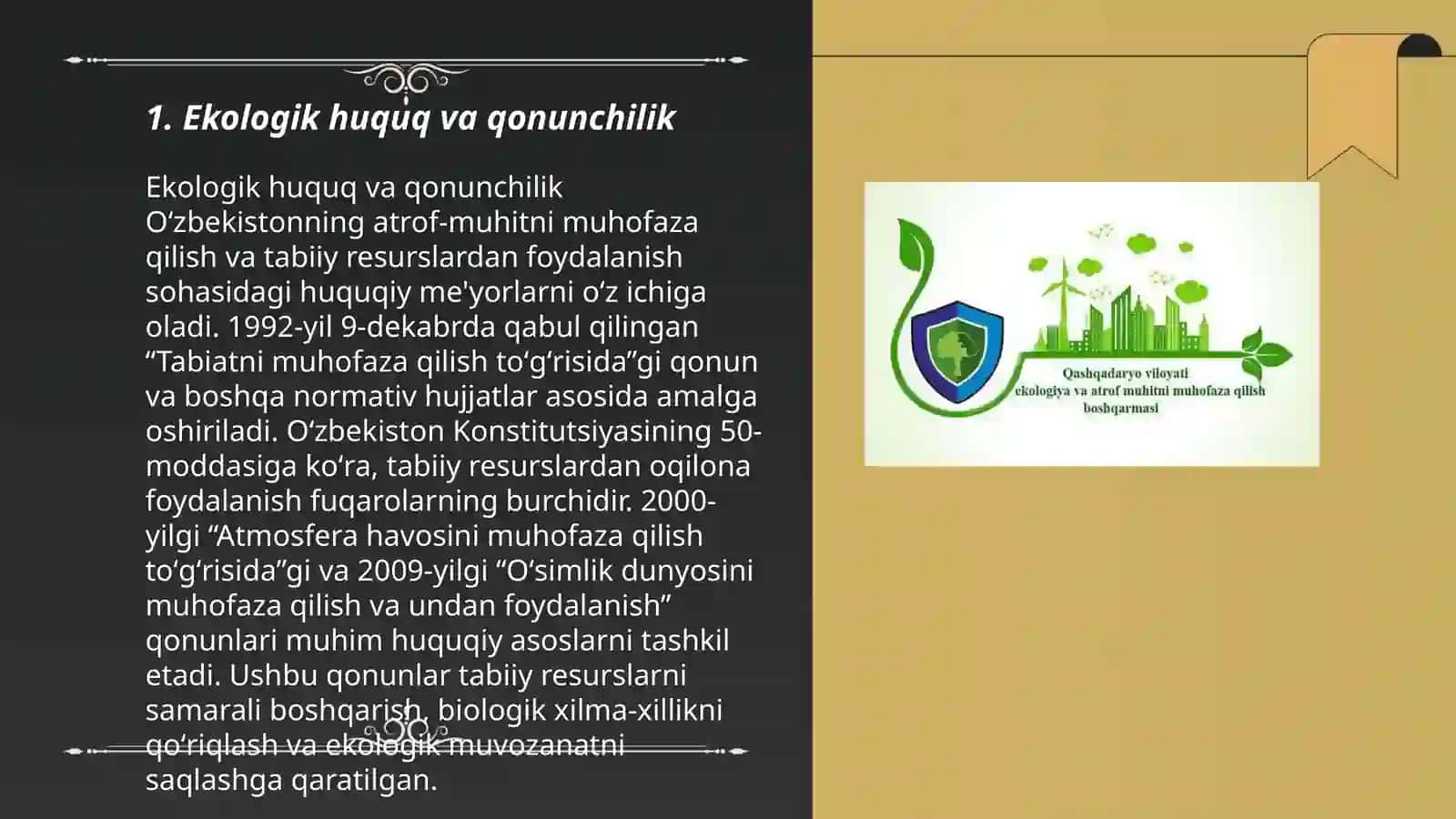 Ekologiya va Tabiatni Muhofaza qilish: qonun va tamoyillar 3