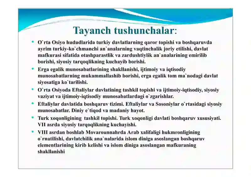 O`zbekiston o`rta asrlar davlatchiligi tarixi (V-VIII asrlar) 3