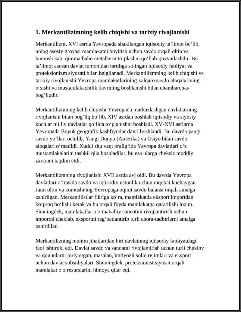 MERKANTILIZIM: XALQARO SAVDO VA BOYLIK TOʻPLASH HAQIDAGI TAʼLIMOT 3