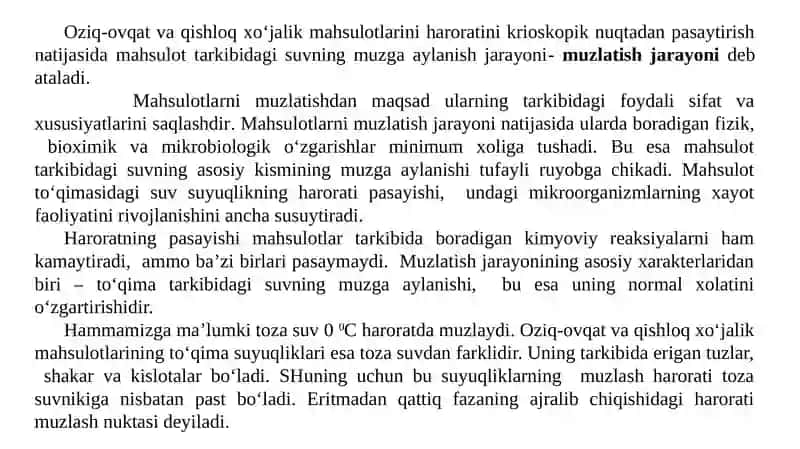 Oziq-ovqat mahsulotlarini muzlatgichda konservalashning nazariy asoslari 3