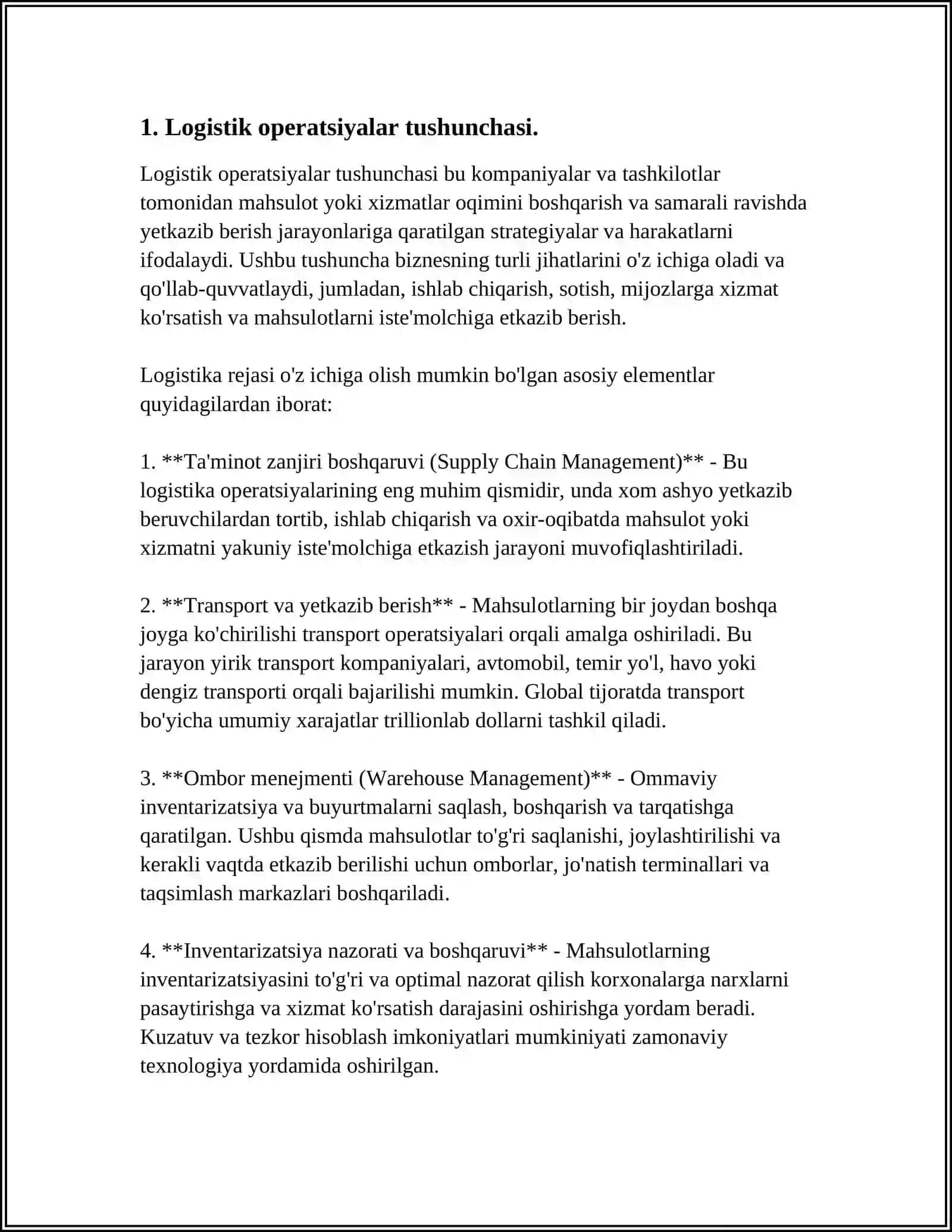LOGISTIK OPERATSIYALAR VA FUNKSIYALARNING MOHIYATI 3