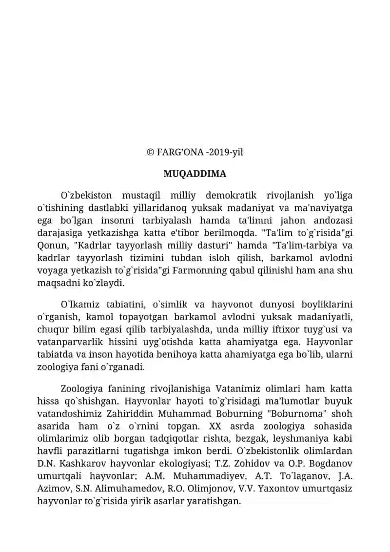 ZOOLOGIYA FANIDAN MUAMMOLI MA’RUZA MATNI 3