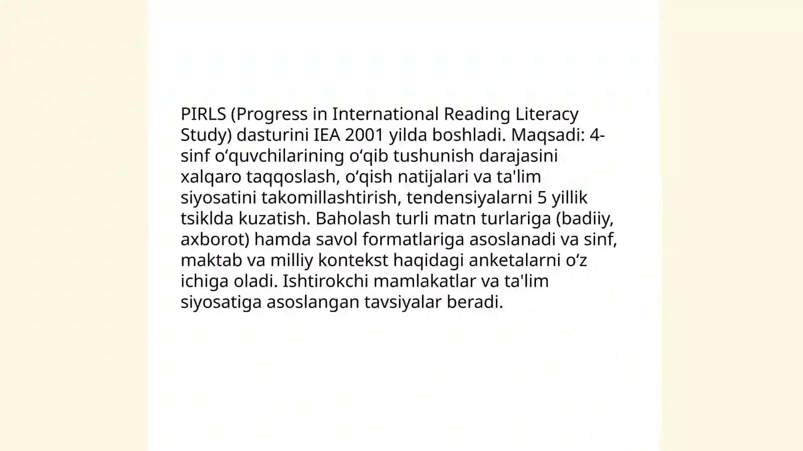 PIRLS xalqaro baholash dasturi 3
