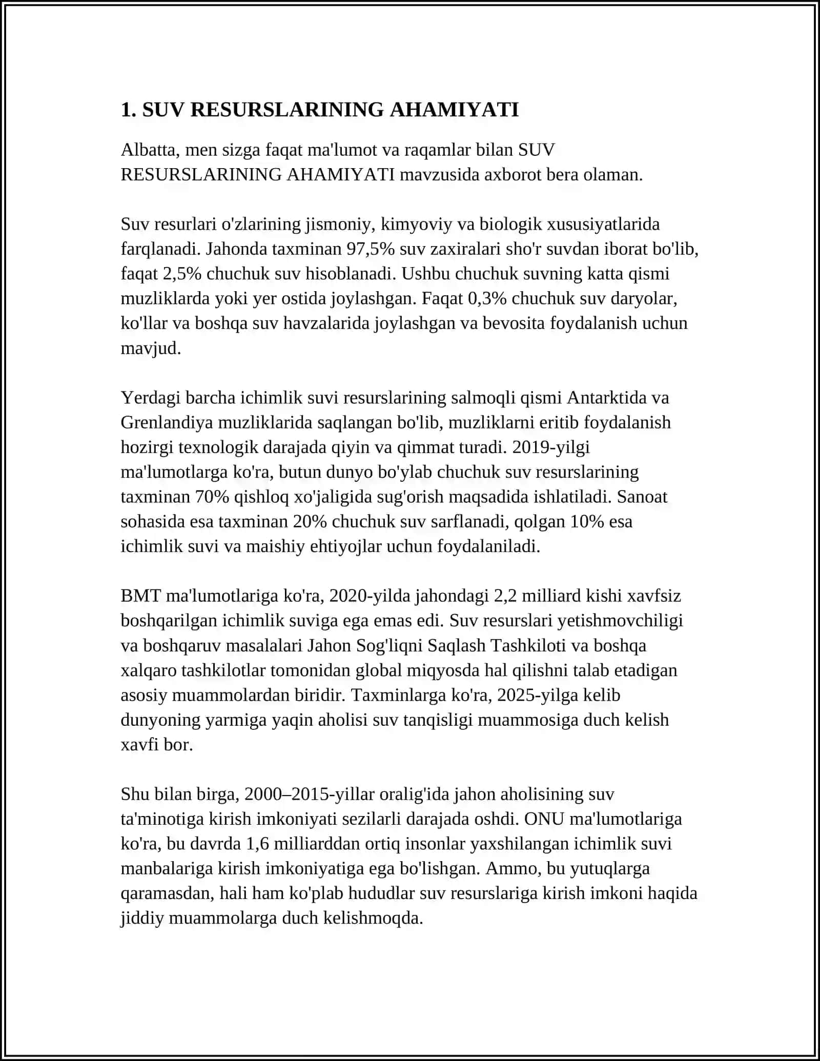 SUV RESURSLARI VA UNING JAMIYAT HAYOTIDAGI ÒRNI 3