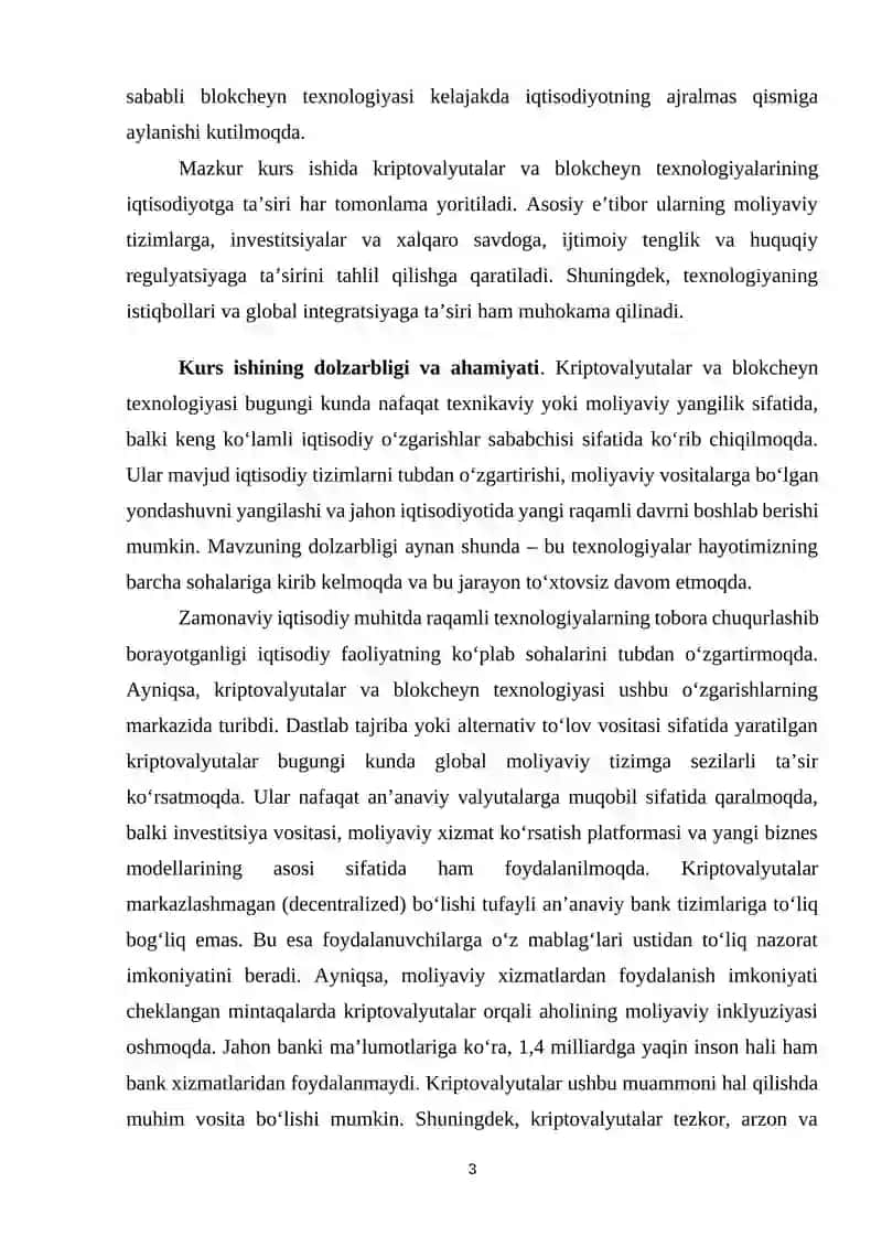KRIPTOVALYUTALAR VA BLOKCHEYN TEXNOLOGIYALARINING IQTISODIYOTGA TA’SIRI 3