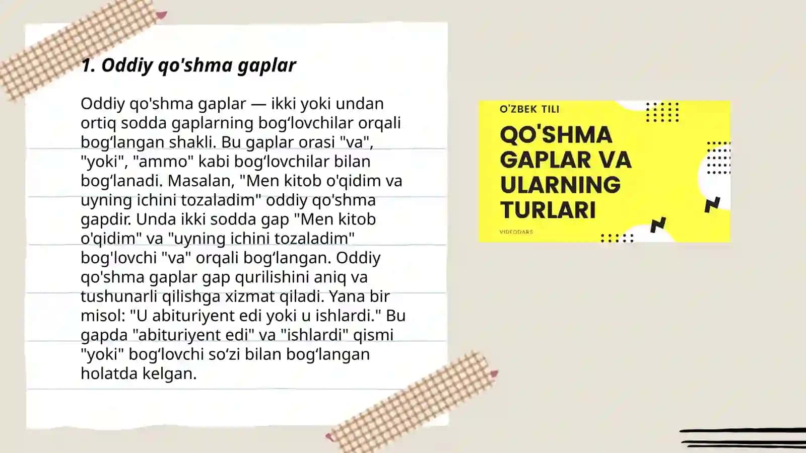 Oddiy qo'shma gaplar 3