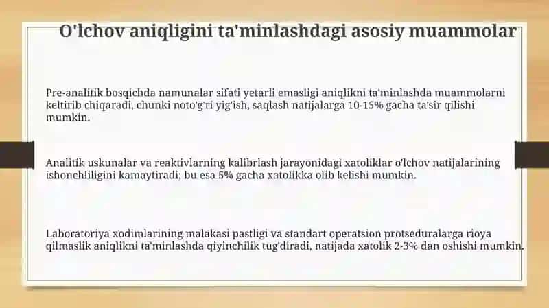 Laboratoriya tibbiy-biologik testlarida oʻlchash aniqligini taʼminlash masalalari 3