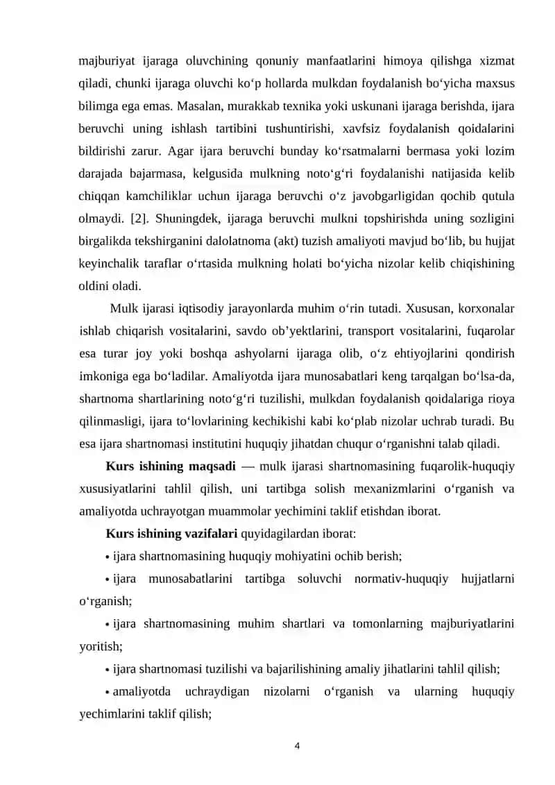 MULK IJARASI SHARTNOMASINING FUQAROLIK-HUQUQIY XUSUSIYATLARI 3