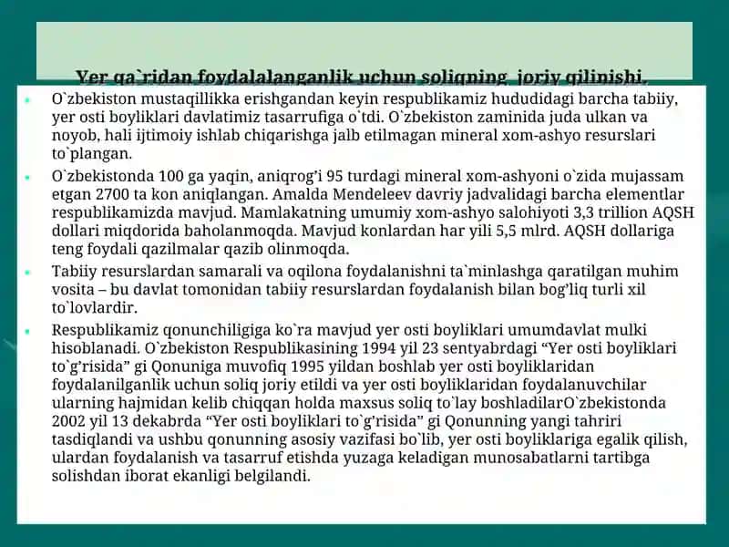 YER QA`RIDAN FOYDALANGANLIK UCHUN SOLIQ 3