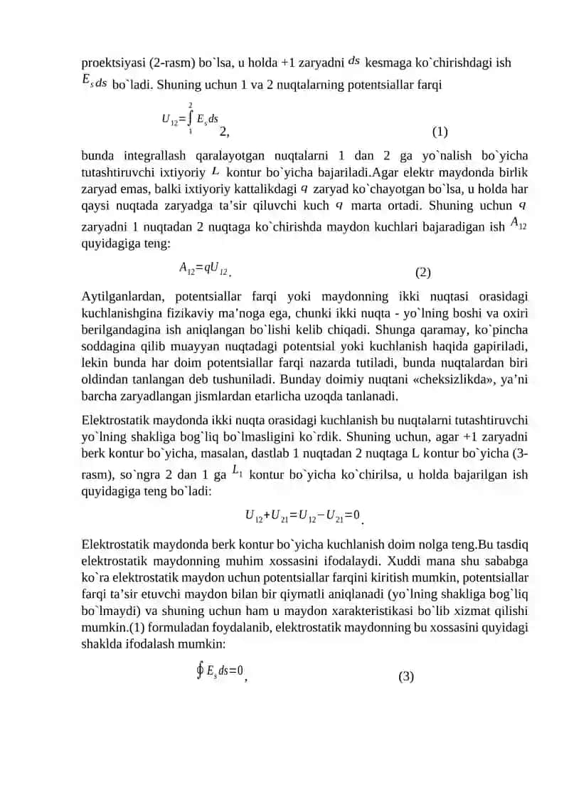 Elеktrоstatik maydоnda bajarilgan ish 3