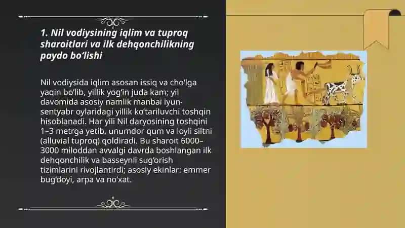 Qadimgi Misr ilk dehqonchilik yuzaga kelishi 3