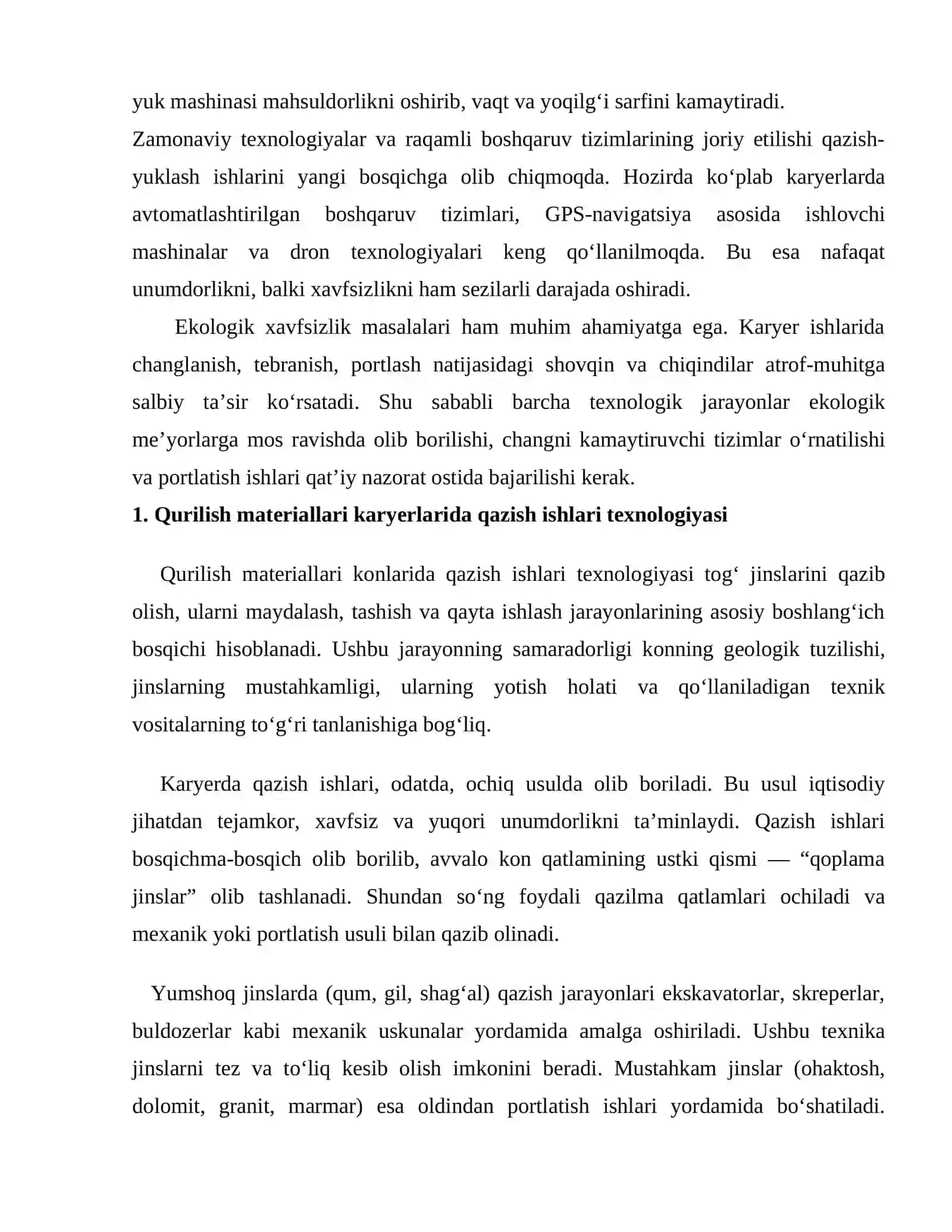 Qurilish materiallari karyerlarida qazish-yuklash ishlari 3