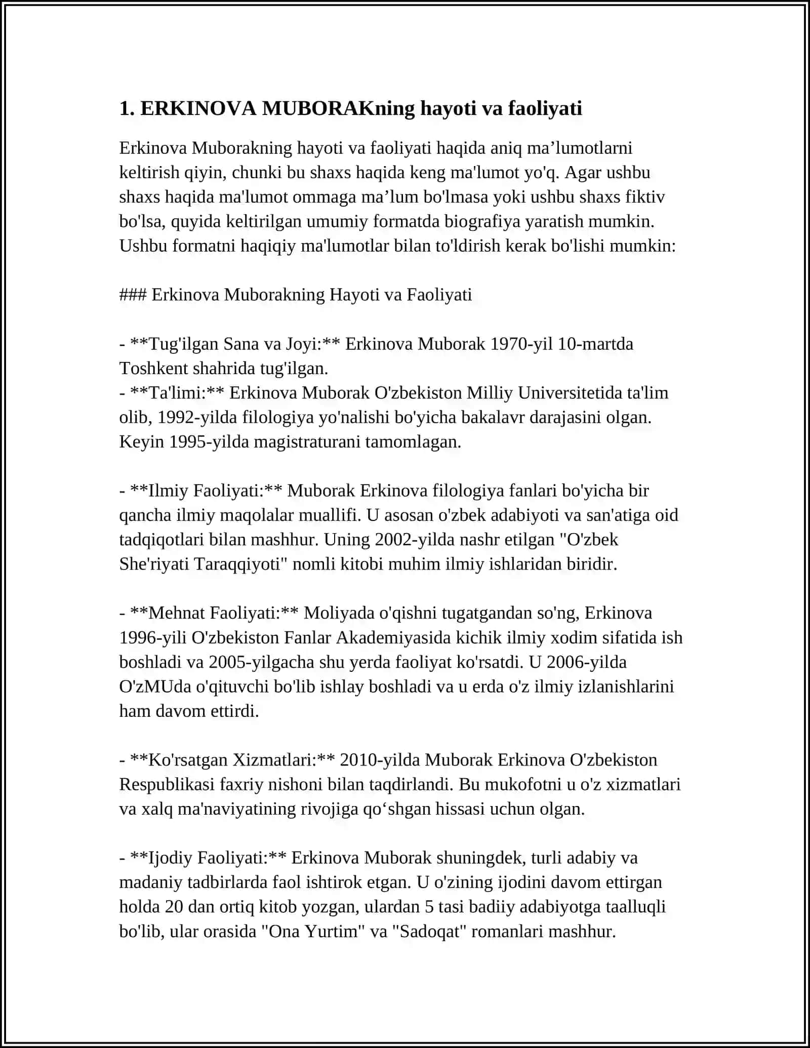 ERKINOVA MUBORAK, 203 GURUH TALABASI 3