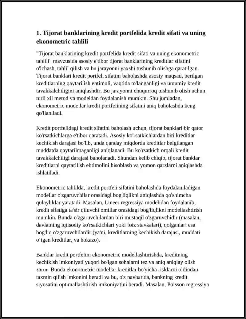 TIJORAT BANKLARINING KREDIT PORTFELINI EKONOMETRIK MODELLASHTIRISH 3