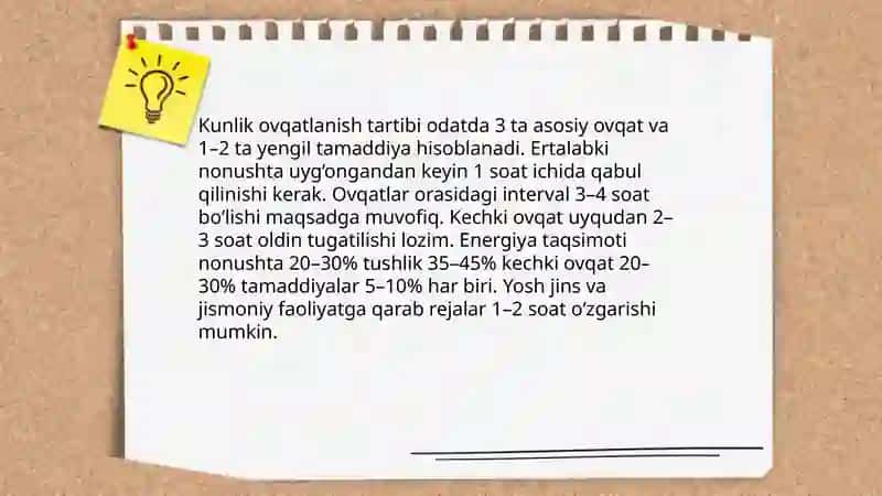 Ovqatlanish tartibi va uni baxolash 3