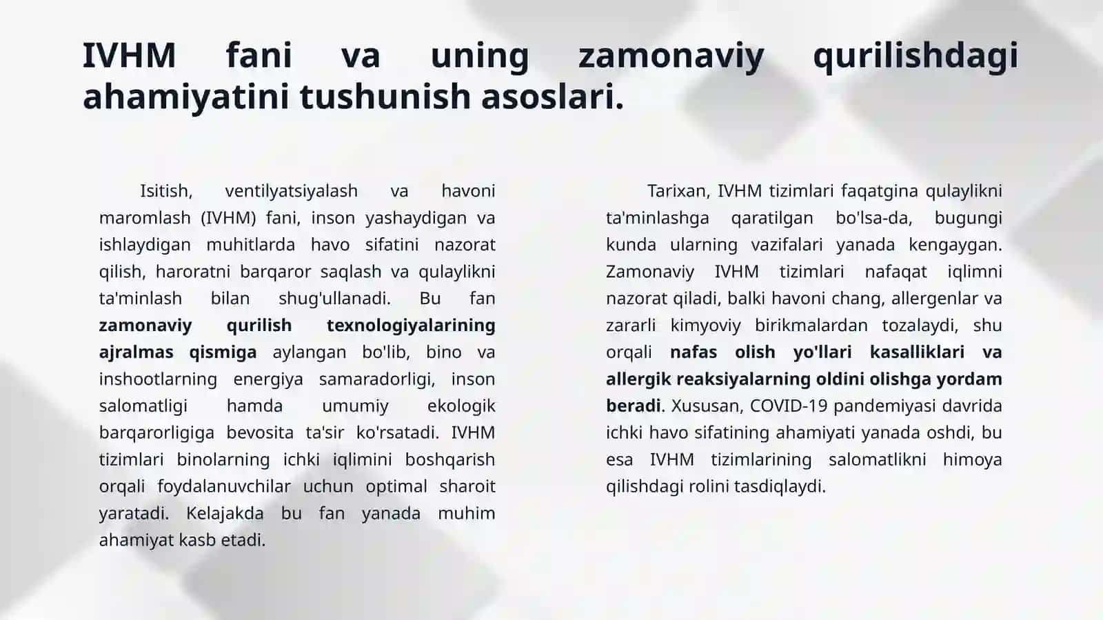 Isitish ventilyatsiyalash va havoni maromlash faniga kirish. 3