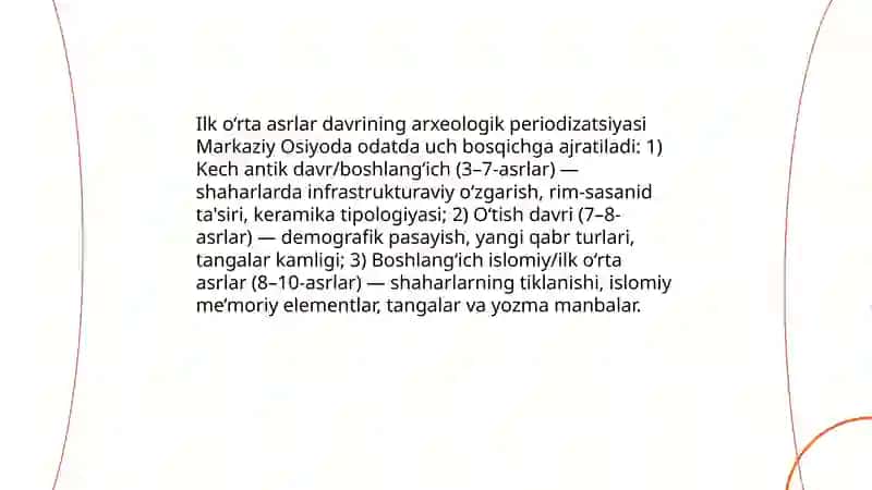 Ilk o‘rta asrlar davri arxealogiyasi 3