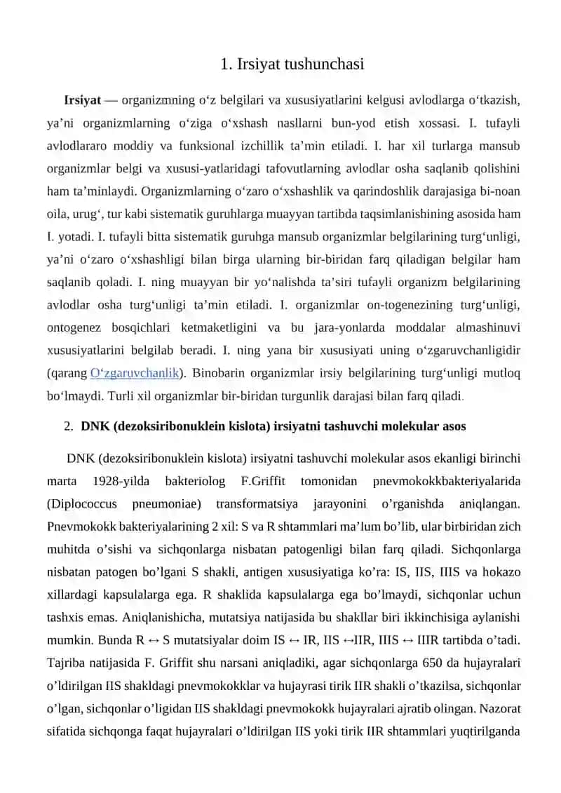 Irsiyatning molekulyar asoslari 3