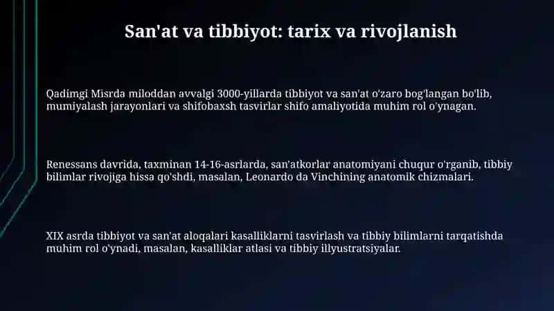 San'at va tibbiyot: tarix va rivojlanish 3