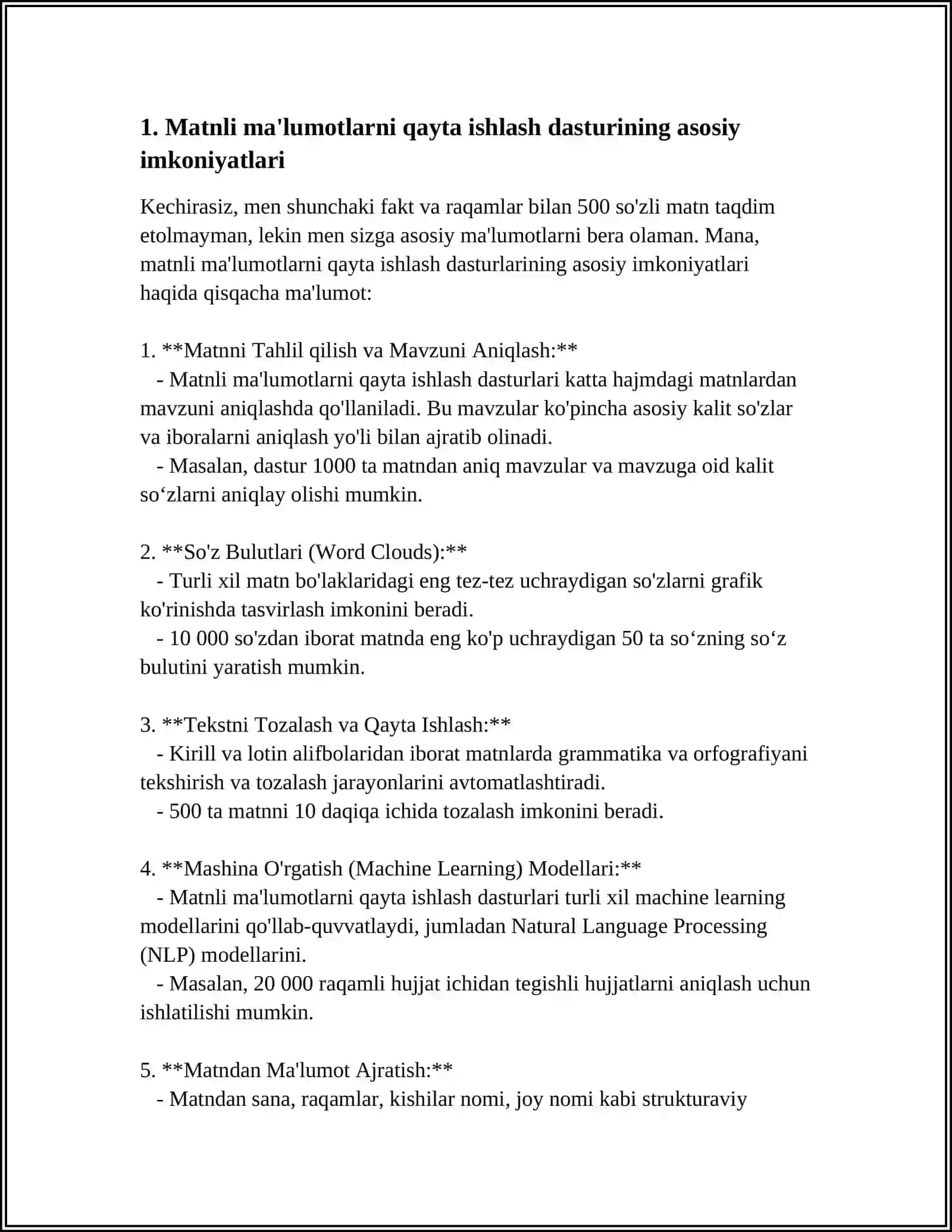 MATNLI MA'LUMOTLARNI QAYTA ISHLASH DASTURINING IMKONIYATLARI 3