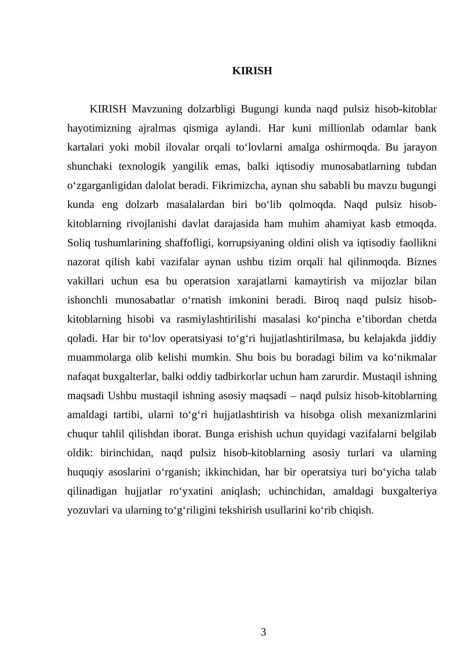 Naqd pulsiz hisob-kitoblar, ularning hisobi va rasmiylashtirilishi 3