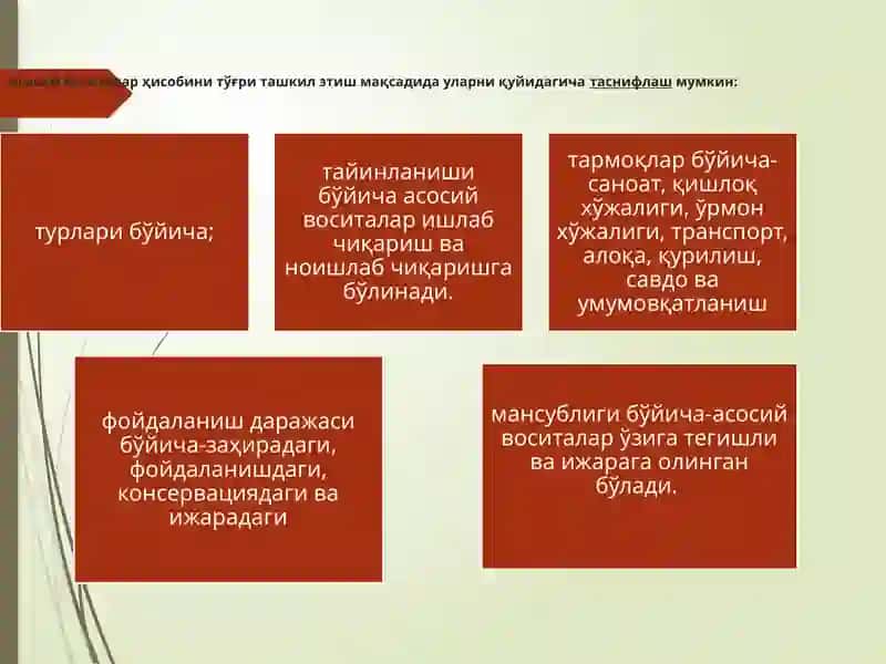 Асосий воситалар ва номоддий активлар ҳисоби 3