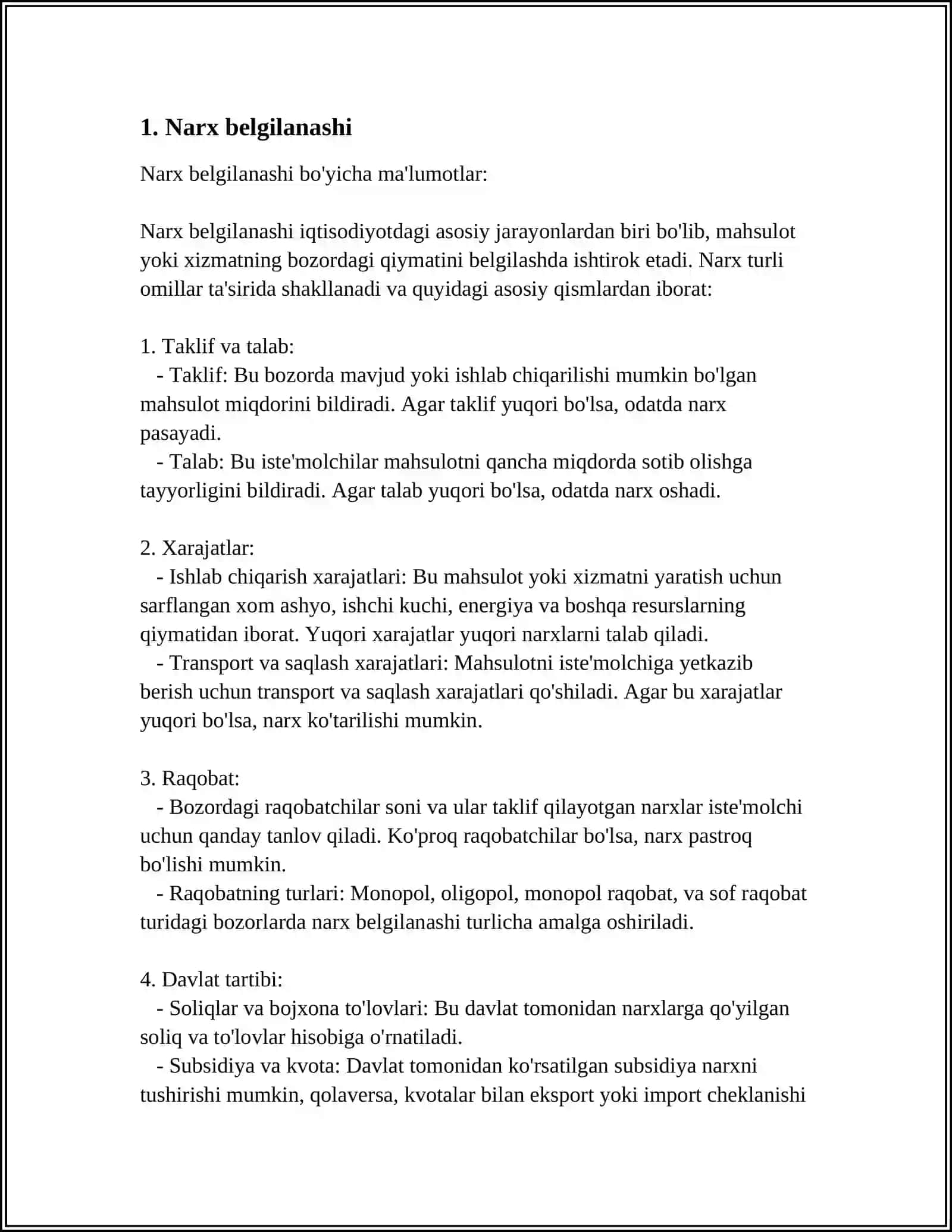 Narx belgilanashi 3