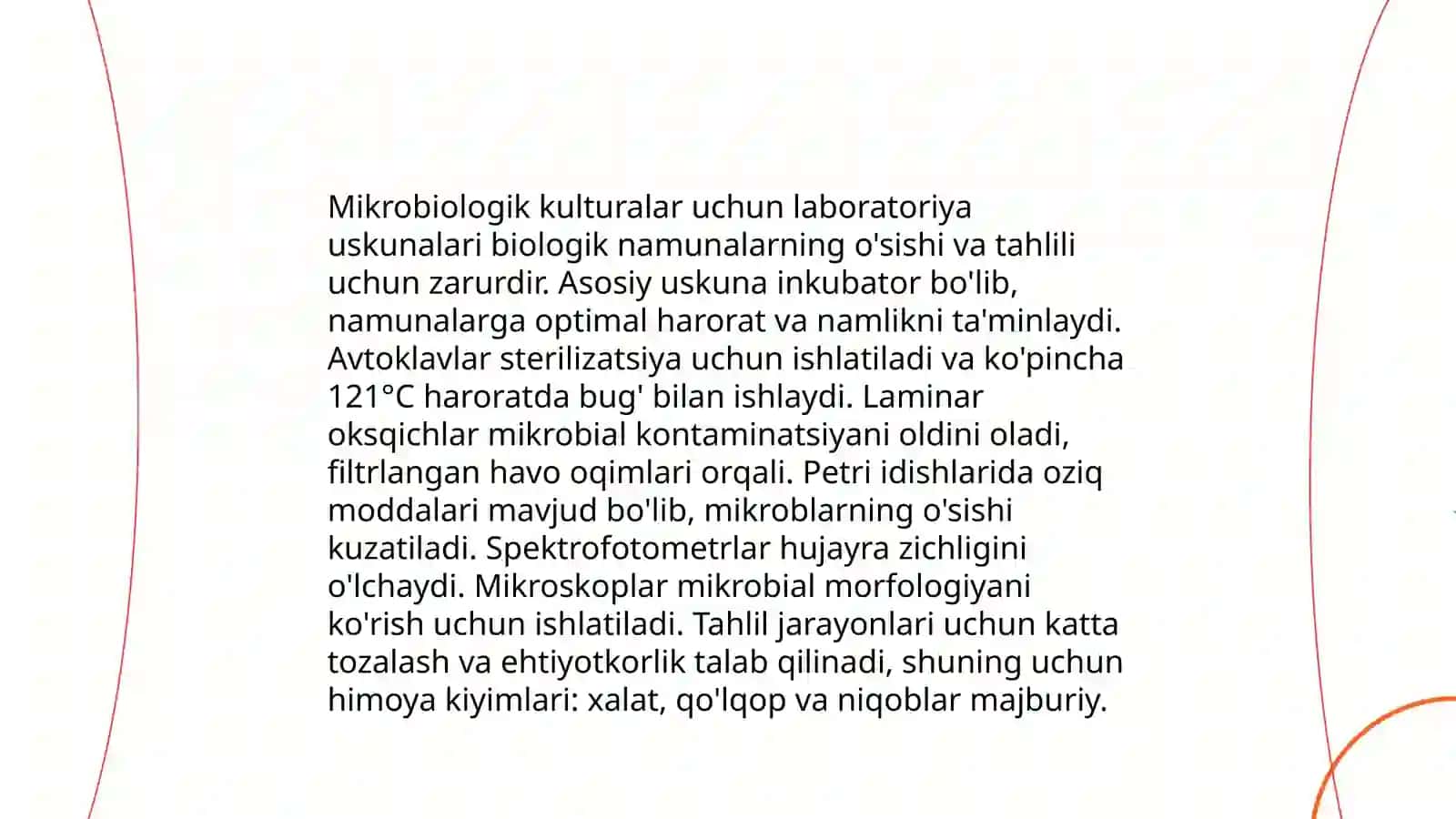 Mikroorganizm kulturalarini uskunalarini oʻrganish 3