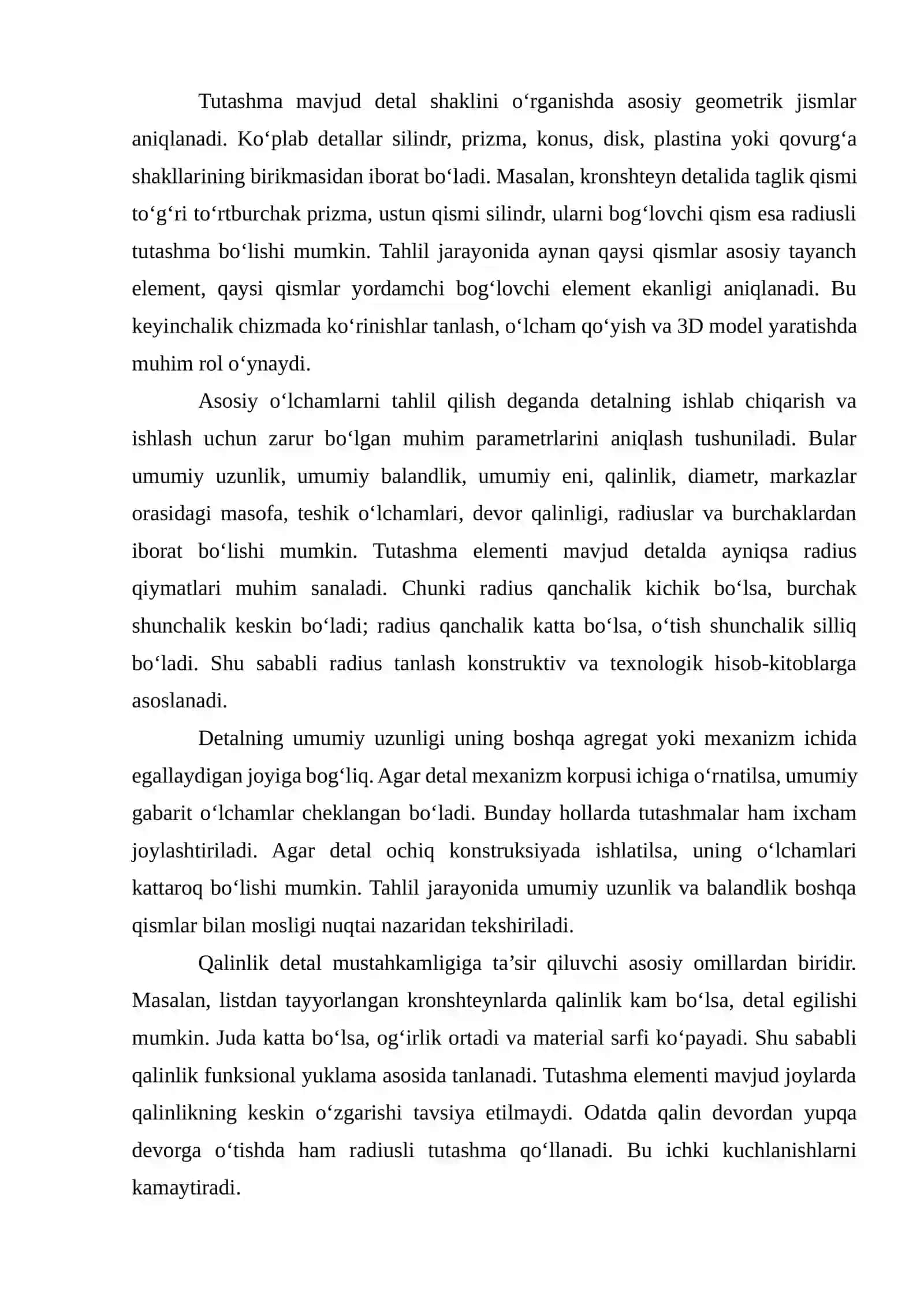 Tarkibida tutashma elementi mavjud bo'lgan detalni qurish 3