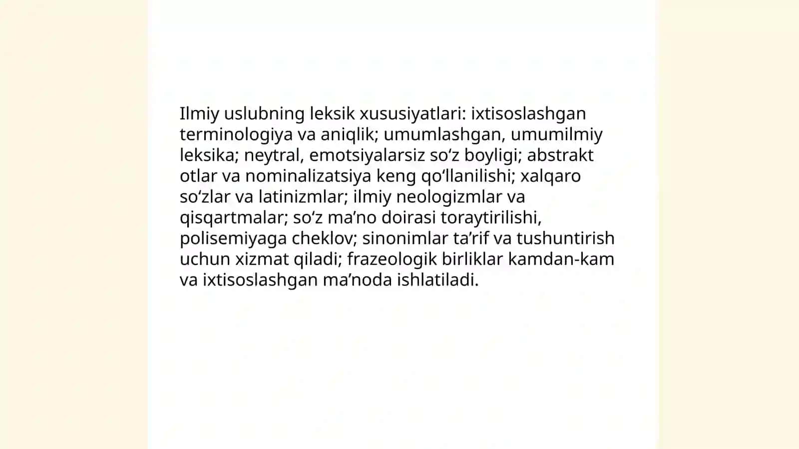 Nutq uslublari ilmiy uslubga xos xususiyatlar 3