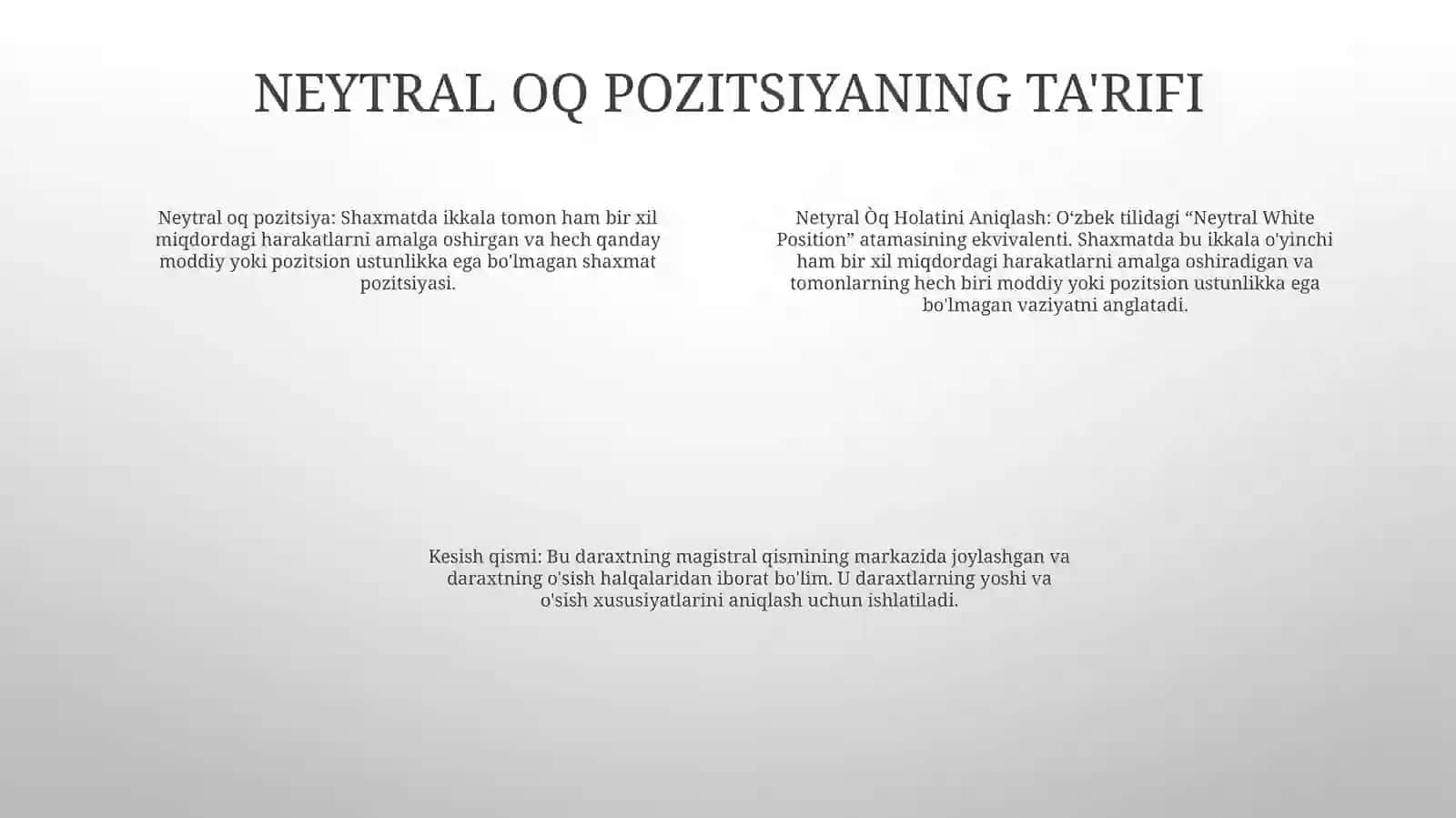 Netyral Òq Holatini Aniqlash. Kesim Yadrosi 3