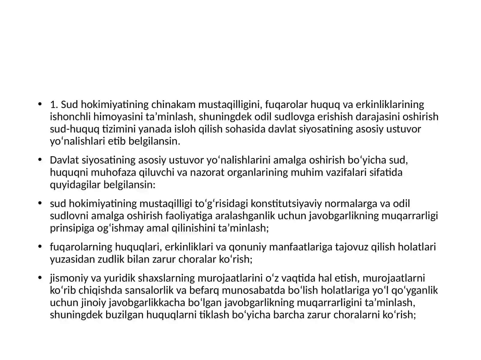 O'zbekiston Respublikasida sud huquq tizimini yanada isloh qilishning ustivor yo'nalishlari 3