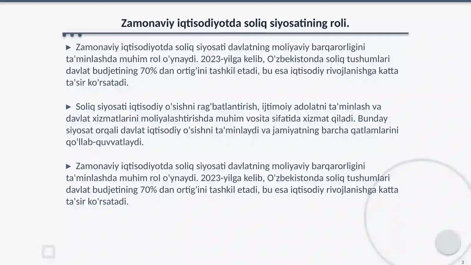 Zamonaviy iqtisodiyotda soliq siyosatining strategik vazifalari 3