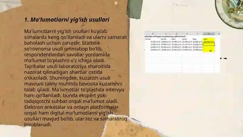 Ma'lumotlarni yigʻish jadvallar va diagrammalar shaklida yasash 3