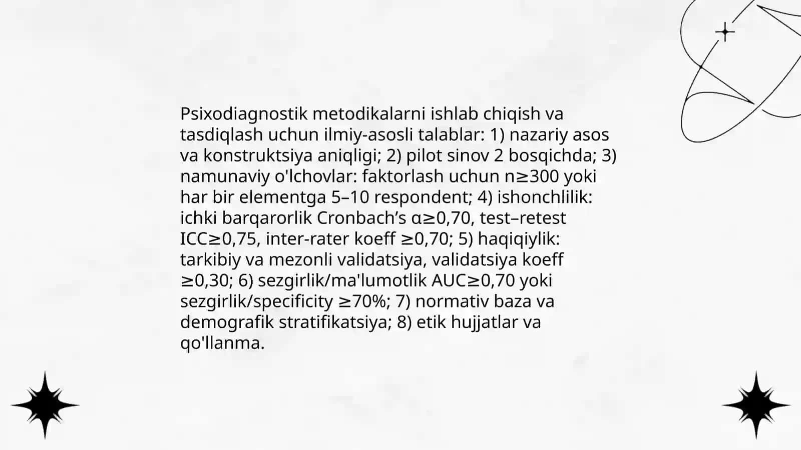 Psixodiagnostik metodikalardan foydalanuvchilar va ishlab chiquvchilar uchun talablar 3