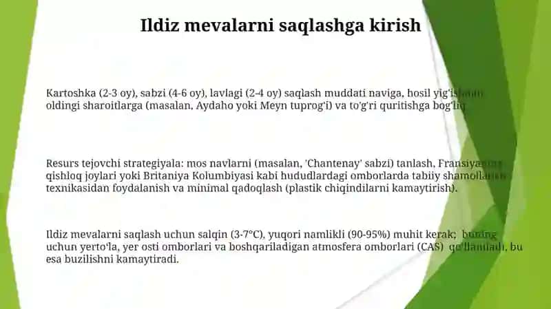 Qand lavlagi ildizmevalarini saqlashning istiqbolli va resurs tejamkor usullari 3