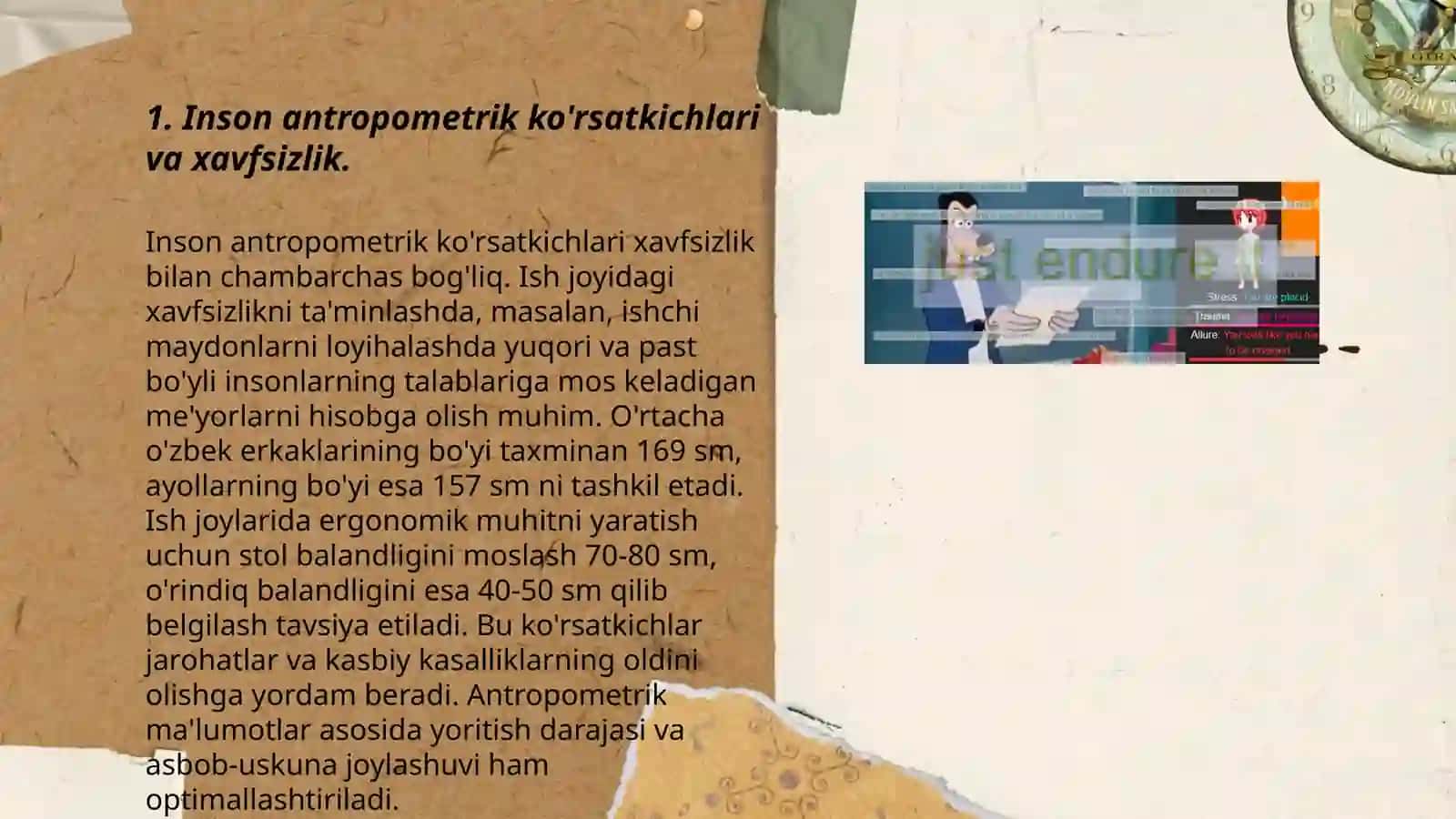 Inson antropometrik ko'rsatkichlarining faoliyat xavfsizligiga ta’siri 3