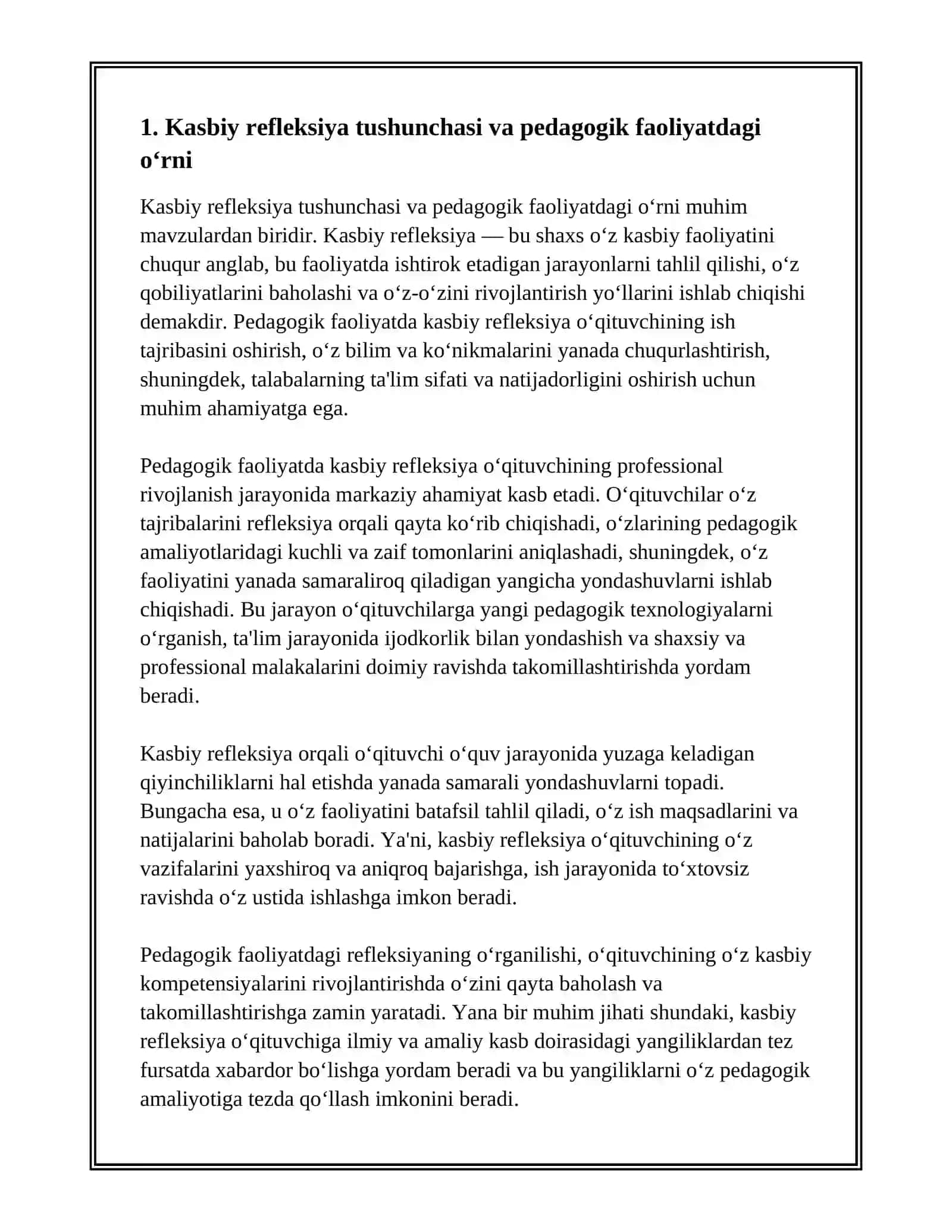 KASBIY REFLEKSIYA VA PEDAGOGIK FAOLIYAT 3