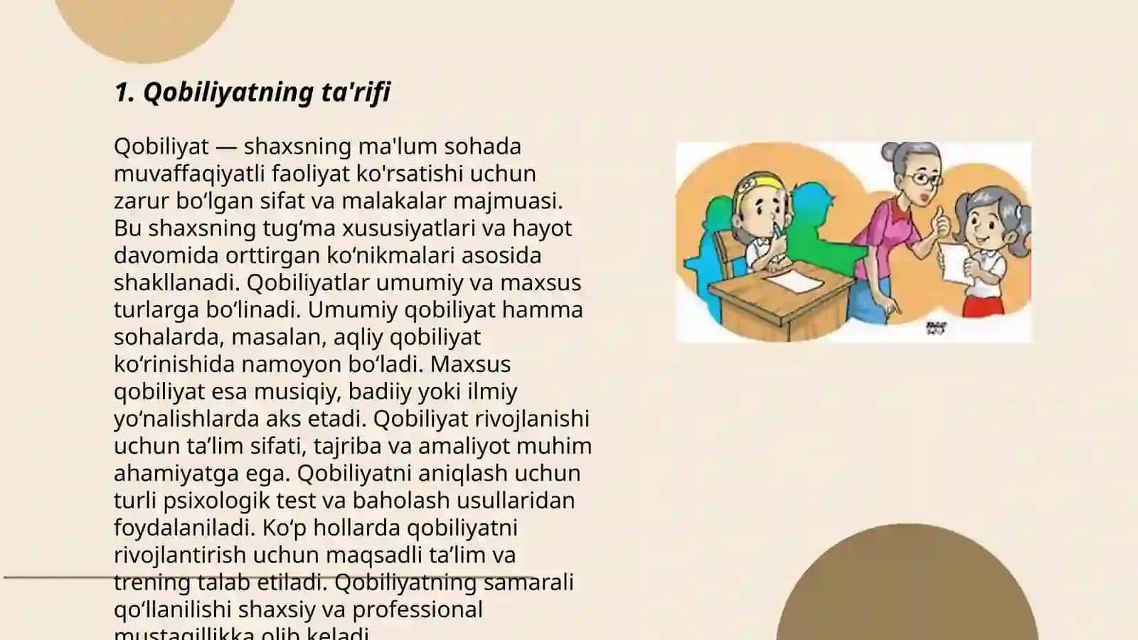 Umumiy psixologiyadan Qobiliyat va uning rivojlanishi 3