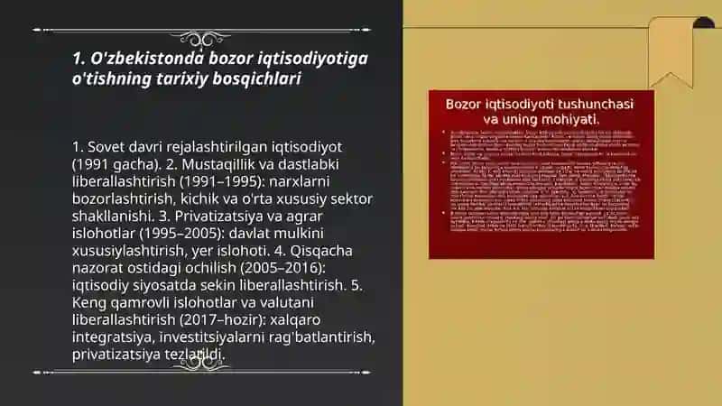 Bozor iqtisodiyotiga o'tish va uning O'zbekistondagi xususiyatlari 3