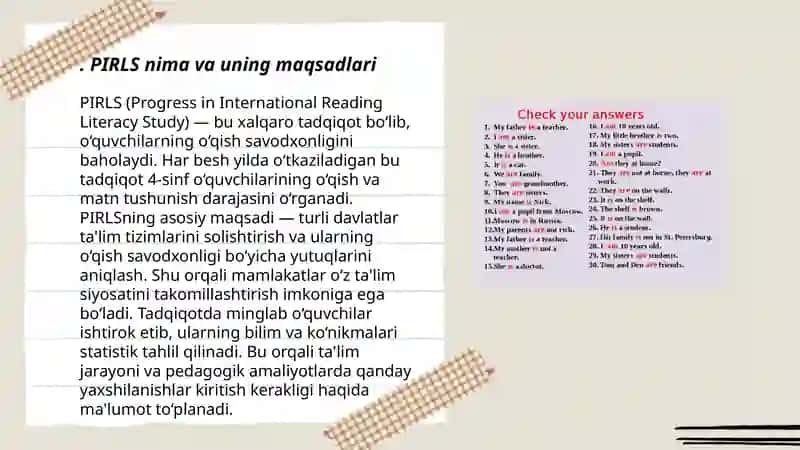 Xalqaro baholash dasturlari (PIRLS) asosida bo'lajak boshlang'ich sinf o'qituvchilarining kasbiy metodik tayyorgarligini takomillashtirish 3