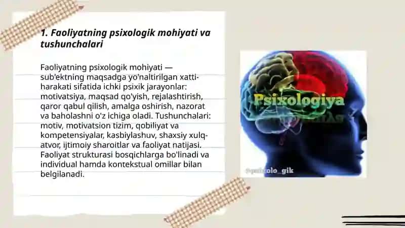 Faoliyatning psixalogik talqini 3