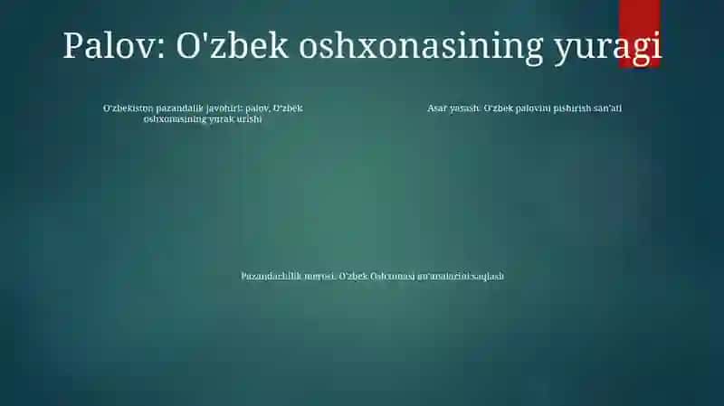 O'Zbek Oshxonasi Millat Durdonasi 3
