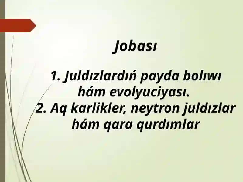 Juldızlardıń Payda Bolıwı hám Evolyuciyası 3